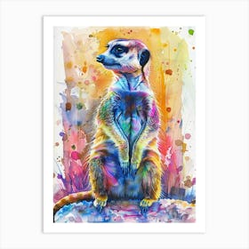 Meerkat Colourful Watercolour 1 Art Print