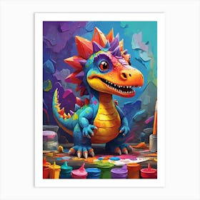 Dinosaur Painter Art Print