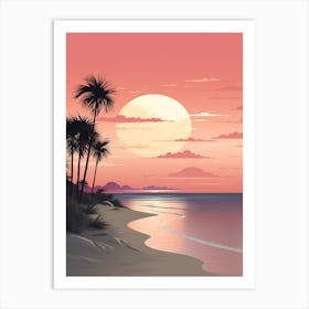 Illustration Of Gulf Shores Beach Alabama In Pink Tones 4 Art Print