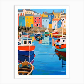 Bright Boats In the Harbour Art Print
