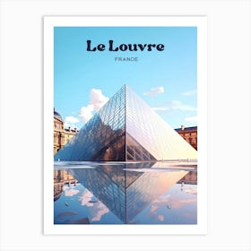 Louvre Museum France Bucket List Modern Travel Illustration Art Print