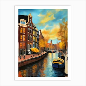 Wall painting print, Amsterdam, Netherlands, landscape art, Van Gogh style, fine art..224 Art Print