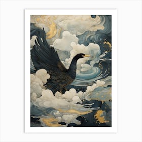 Cormorant 2 Gold Detail Painting Art Print