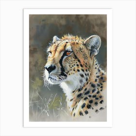 Cheetah Pastel Watercolour 1 Poster