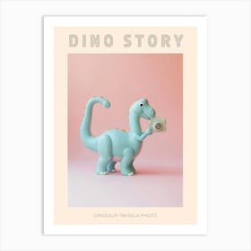 Pastel Toy Dinosaur Taking A Photo On An Analogue Camera 2 Poster Art Print