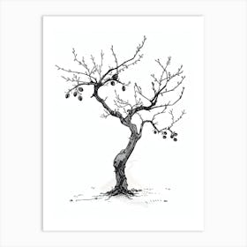 Plum Tree Pixel Illustration 3 Art Print