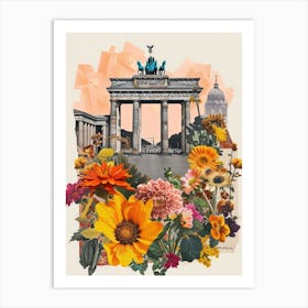 Berlin   Floral Retro Collage Style 2 Art Print