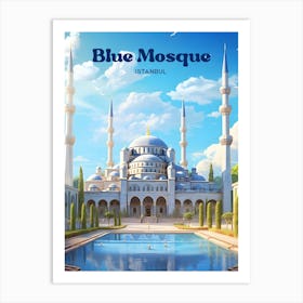 Blue Mosque Istanbul Turkey Travel Illustration Art Print