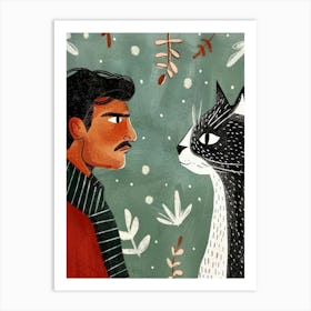 Man And A Cat Art Print