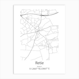 Retie,Belgium Minimalist Map Art Print