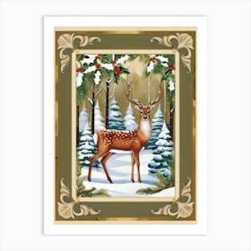 Deer In The Forest Style William Morris 3 Art Print