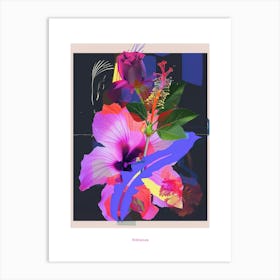 Hibiscus 4 Neon Flower Collage Poster Art Print