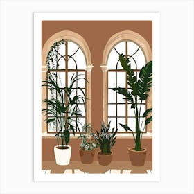 Vector Illustration Of A Living Room With Plants Art Print