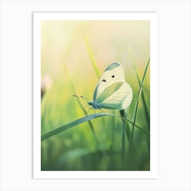 Butterfly On Green Grass.Generated AI. Wall Art Print Art Print