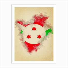 Burundi Flag Vintage Art Print