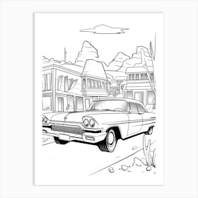 Radiator Springs (Cars) Fantasy Inspired Line Art 2 Art Print