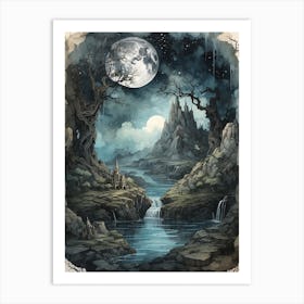 Full Moon In The Forest Art Print