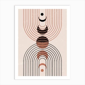 Concentric Shapes Stripes Earth Tones Retro Art Print