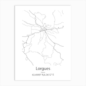 Lorgues,France Minimalist Map Art Print