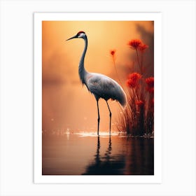 Heron At Sunset Art Print