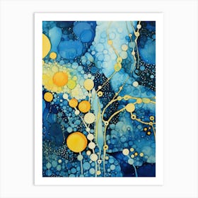 Blue And Yellow Abstract Painting 1 Art Print