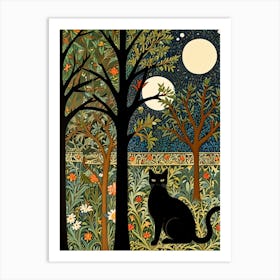 William Morris Cat In The Moonlight 14 Art Print