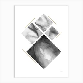 Puzzle In Black Gold And Silver Art Print