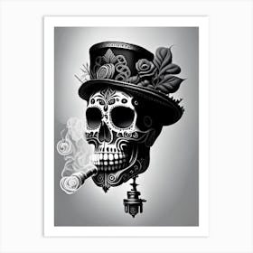 Sugar Skull Day Of The Dead Inspired Skull 2 Stream Punk Art Print