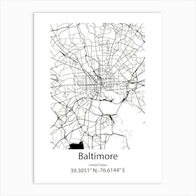 Baltimore,United States Minimalist Map 1 Art Print