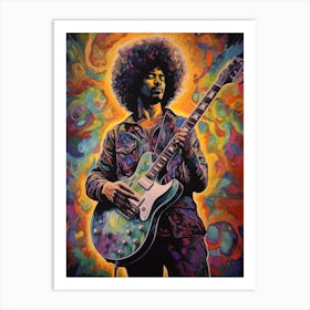 Jimi Hendrix Vintage Psycedellic 4 Art Print