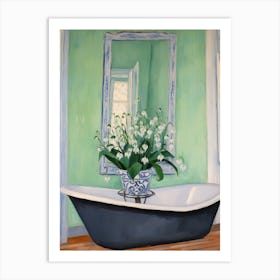 A Bathtube Full Lily Of The Valley In A Bathroom 1 Art Print