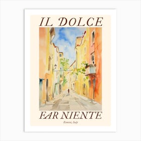 Il Dolce Far Niente Rimini, Italy Watercolour Streets 3 Poster Art Print