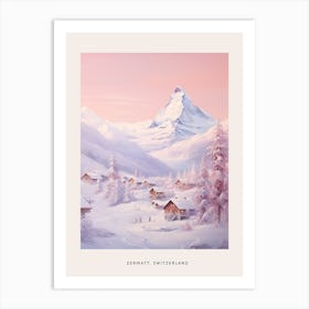 Dreamy Winter Painting Poster Zermatt Switzerland 2 Art Print