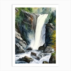 Skjervsfossen, Norway Water Colour  (1) Art Print