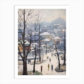 Winter City Park Painting Namsan Park Seoul South Korea 2 Art Print