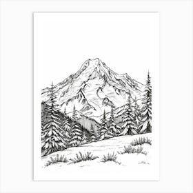 Mount Bierstadt Usa Color Line Drawing (4) Art Print