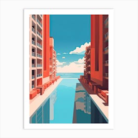 Cancun, Mexico, Flat Illustration 2 Art Print