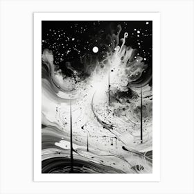 Celestial Whsipers Abstract Black And White 4 Art Print