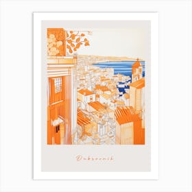 Dubrovnik Croatia Orange Drawing Poster Art Print