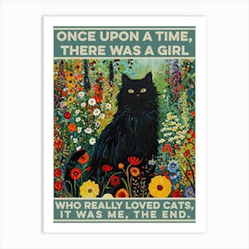Once Upon A Time There Was A Girl Who Liked Cats Klimt Cat Garden Art Print