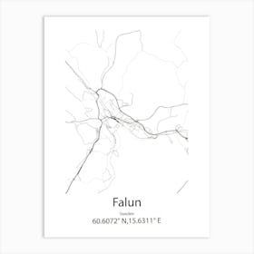 Falun,Sweden Minimalist Map Art Print