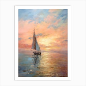 Sailboat At Sunset 14 Art Print