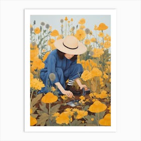 Girl In A Yellow Field Art Print