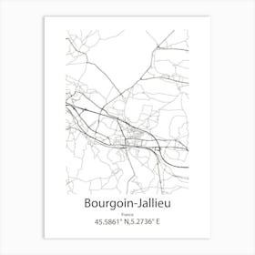 Bourgoin Jallieu,France Minimalist Map Art Print