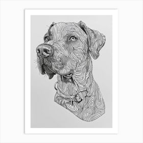 Dog Pencil Line Sketch 2 Art Print