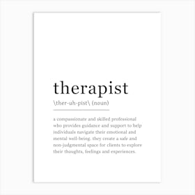 Therapist Definition Poster - Dictionary Art Print