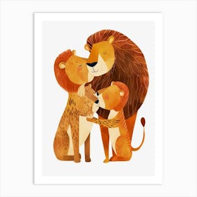 African Lion Family Bonding Clipart 2 Art Print
