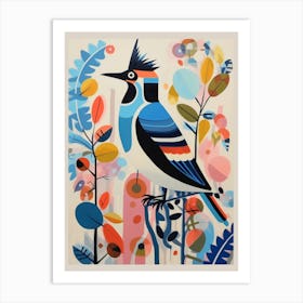 Colourful Scandi Bird Blue Jay 7 Art Print