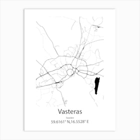 Vasteras,Sweden Minimalist Map Art Print