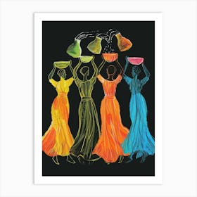 Four Women With Bowls Art Print